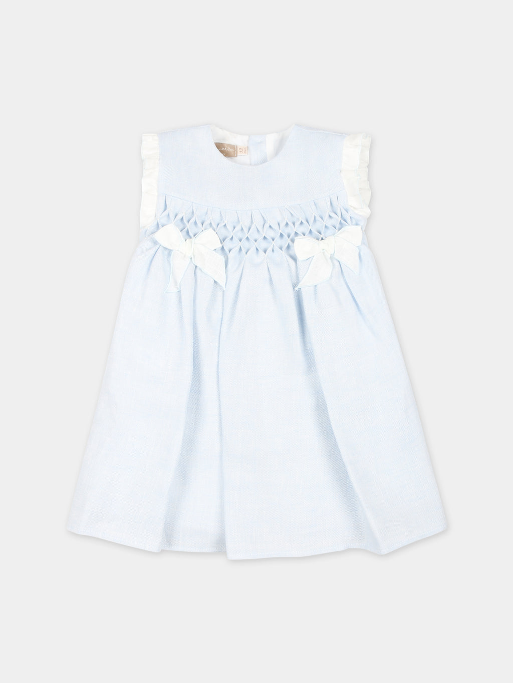 Light blue dress for baby girl with bows